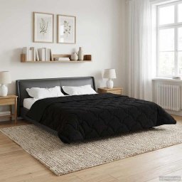 Duvet de iarna Negru 200 x 220 cm Microfibra si fleece Teddy GartenMobel Dekor