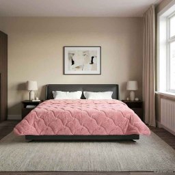 Duvet de iarna Roz 200 x 240 cm Microfibra si fleece Teddy GartenMobel Dekor