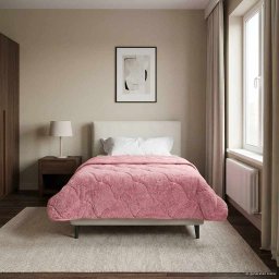 Duvet de iarna Roz 140 x 220 cm Microfibra si fleece Teddy GartenMobel Dekor