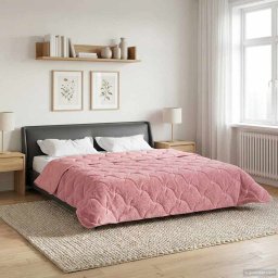 Duvet de iarna Roz 240 x 260 cm Microfibra si fleece Teddy GartenMobel Dekor