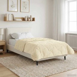 Duvet de iarna Crem 135 x 200 cm Microfibra si fleece Teddy GartenMobel Dekor