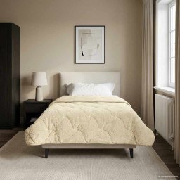 Duvet de iarna Crem 140 x 220 cm Microfibra si fleece Teddy GartenMobel Dekor