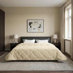 Duvet de iarna Crem 240 x 260 cm Microfibra si fleece Teddy GartenMobel Dekor
