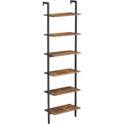 Etajera tip scara VASAGLE cu 6 rafturi, stil industrial, maro rustic