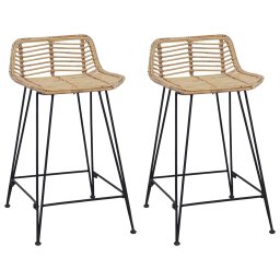 Scaun de bar 2 pcs natural 44 x 45 x 76 cm Rattan si otel GartenMobel Dekor