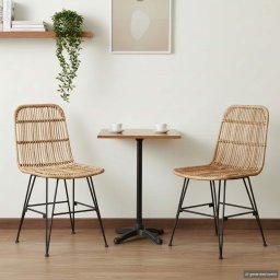 Scaun de dining 2 pcs natural 41 x 55 x 85 cm Rattan si otel GartenMobel Dekor