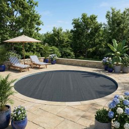 Capac solar pentru piscina rotunda, PE negru, Ø 210 cm, 0,2 mm