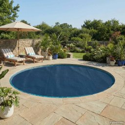 Capac solar pentru piscina Ø 488 cm, PE UV, negru-albastru