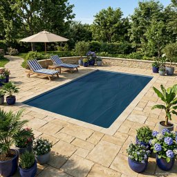 Prelata solara pentru piscina 260x160 cm, PE, negru/albastru