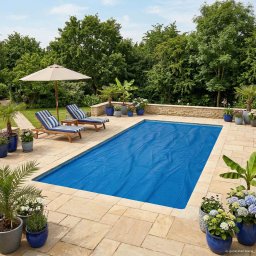 Prelata solara pentru piscina 1000x600 cm, PE, negru-albastru