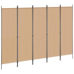 Separator de camera cu 5 panouri Bej 250 x 180 cm Tesatura GartenMobel Dekor