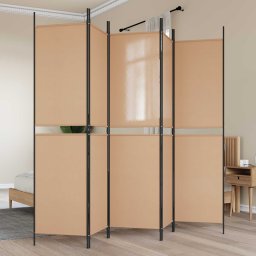 Panou de Separare cu 5 Elemente Bej 250 x 200 cm Tesatura GartenMobel Dekor