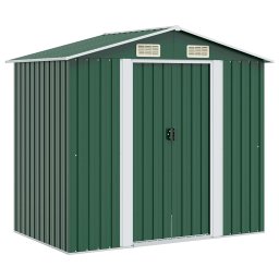 Magazie metalica de gradina, 204 x 132 x 186 cm, verde GartenMobel Dekor