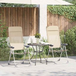Scaune de camping pliante, 2 buc., crem, aluminiu GartenMobel Dekor