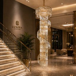 Candelabru din cristal SPIRO, 39xE14, D70 cm, auriu, metal si cristal