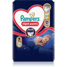 Pampers Night Pants Size 7 scutece de unică folosință tip chiloțel pentru noapte 15+ kg 17 buc