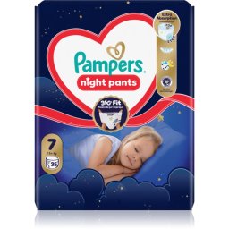 Pampers Night Pants Size 7 scutece de unică folosință tip chiloțel pentru noapte 15+ kg 35 buc