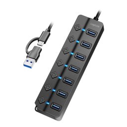 UA0420, 7 x USB-A, Negru