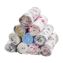 Cotton nappies with print NEW BABY 60x80 cm STANDARD 10 pcs
