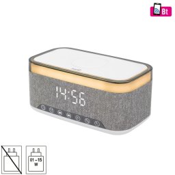 SOMOGYI ELECTRONIC Home LTCR06 Digital LED ceas cu alarmă cu radio și multimedia cu player gri-alb