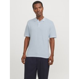 Jack & Jones Tricou polo barbati, cu aspect tricotat, Regular Fit, Albastru deschis (SELECTATI MARIMEA: XS)