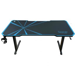 BIROU GAMING Spacer, dimensiuni 1400 x 600 x 18 mm, blat MDF invelit in fibra de carbon cu mousepad pe toata suprafata, suport casti si cana metalice, picioare reglabile manual, RGB, telecomanda wireless SPGD-RGB-140-02 (timbru verde 0.45 lei)