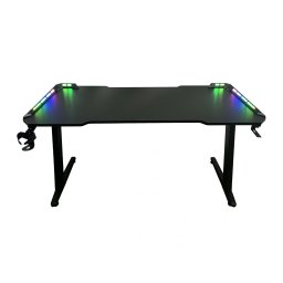BIROU GAMING Spacer, dimensiuni 1400 x 600 x 18 mm, blat MDF invelit in fibra de carbon, suport casti, suport cana/pahar, picioare reglabile manual, RGB, telecomanda wireless 46501472 SPGD-RGB-140-01 (timbru verde 0.45 lei)