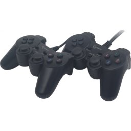 GAMEPAD cu fir GEMBIRD, 2x console, PC, USB, negru, JPD-UDV2-01 (timbru verde 0.8 lei)
