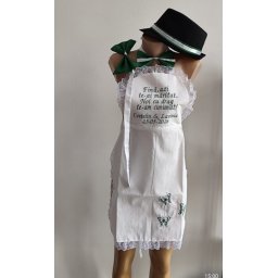 Set dezgatit mireasa 4 piese, verde si alb Personalizat, palarie neagra si bentita - LLDJ2651