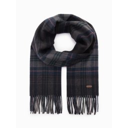 Ombre Men's Scottish check scarf with tassels - black-gray