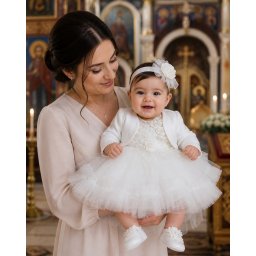 Set botez 4 piese Ruffled Hearts