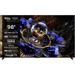 Televizor TCL QD-MiniLed 98X11K, 248 cm, Smart Google TV, 4K, 100Hz, Sunet Bang & Olufsen, Clasa G, Negru