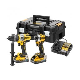 DeWalt - DCD999N + DCF850N - Masina de gaurit si insurubat cu percutie, 67 Nm + Masina de insurubat cu impact, 205 Nm + Set 2 acumulatori si incarcator, Li-Ion, 18 V, 5 Ah + valiza speciala