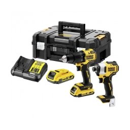 DeWalt - DCD709N + DCF809N - Masina de gaurit si insurubat cu percutie, 65 Nm + Masina de insurubat cu impact, 190 Nm + Set 2 acumulatori si incarcator, Li-Ion, 18 V, 2 Ah + valiza speciala