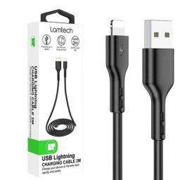 Cablu Lamtech USB la Lightning, 2.4A, 2m, culoare negru