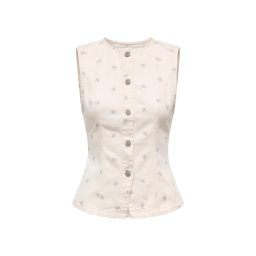 ONLY Vestă Onlnaomi Aop Waistcoat 15368197 11-0103 TCX egret