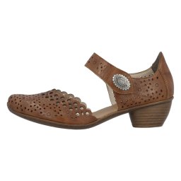 Pantofi dama, Rieker, 43753-22-Maro, casual, piele naturala, perforati, cu toc, maro (Marime: 41)