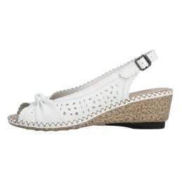 Sandale dama, Rieker, 66176-81-Alb, casual, piele naturala, perforate, cu platforma, alb (Marime: 41)