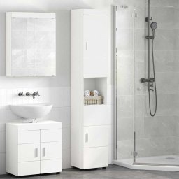 Set dulap baie TULUM Alb 37 x 31,5 x 203 cm Lemn compozit GartenMobel Dekor