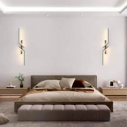 Aplica LED Avyaan 22W, negru-alb, design geometric pentru dormitor si hol