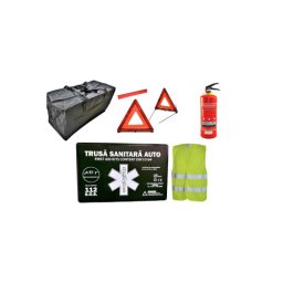 Kit siguranta auto complet omologat RAR, cu trusa, stingator si 2 triunghiuri
