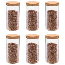 Borcane din sticla depozitare, capac de pluta, 6 buc., 1400 ml GartenMobel Dekor