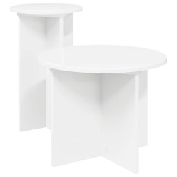 Set masute laterale cu depozitare 2 pcs Alb Lemn prelucrat GartenMobel Dekor