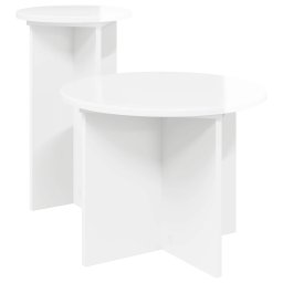 Set masute laterale 2 pcs Alb foarte lucios Lemn prelucrat GartenMobel Dekor