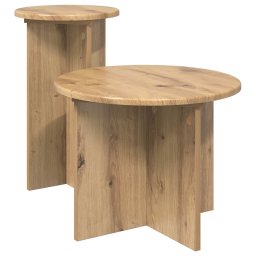 Set masute laterale 2 pcs Stejar Artizanal Lemn prelucrat GartenMobel Dekor