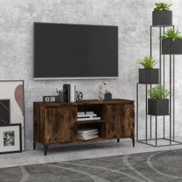 Comoda TV, picioare din metal, stejar afumat, 103,5x35x50 cm GartenMobel Dekor