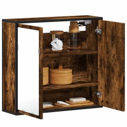 Dulap baie cu oglinda stejar fumuriu 65x20x60 cm lemn compozit GartenMobel Dekor