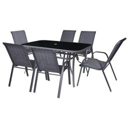 Set mobilier de terasa Antoine, masa si 6 scaune, Moonstone