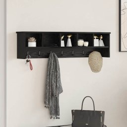 Cuier de perete cu 3 rafturi, stejar negru, lemn compozit, 100 cm