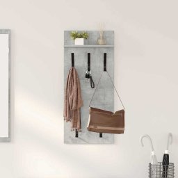 Cuier de perete cu raft, gri beton, 40x10x90 cm, lemn compozit